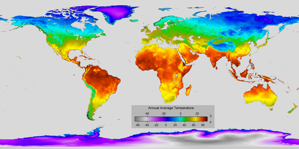 Annual average temperature World map